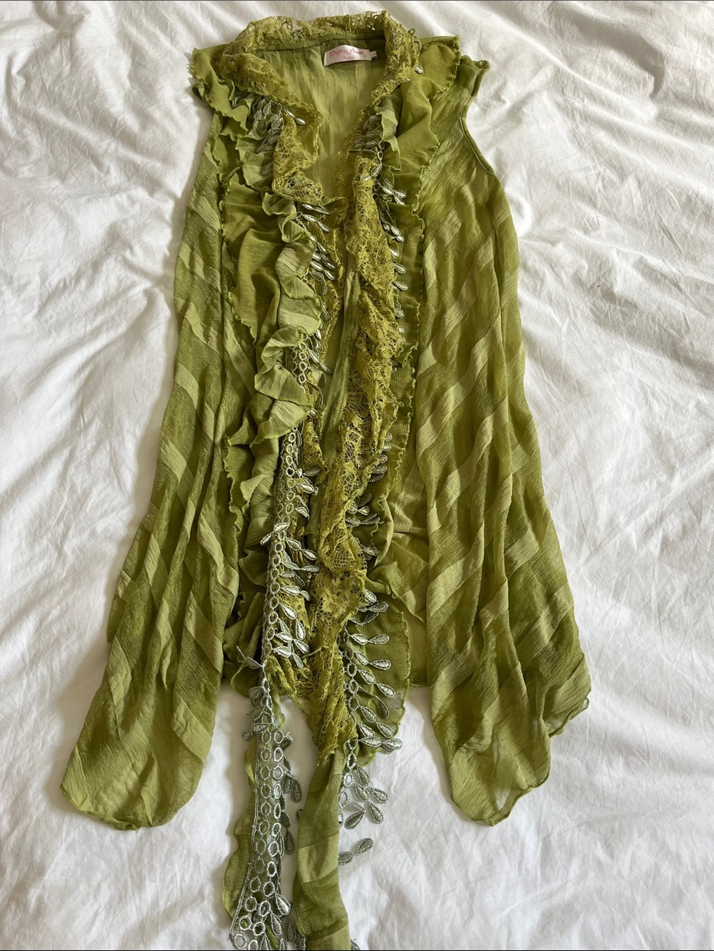 Pretty Angel Silk Blend Forest Fairy Tunic Cardigan layering Vest ruffle lace